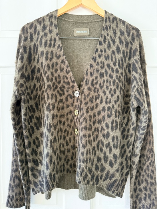 Zadig & Voltaire Sweaters - Zadig & Voltaire Leopard Print V-Neck Cardigan - Cashmere - S